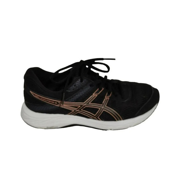 Asics Contend 6 Sneakers Women Size 9 Black Rose Gold Everyday Comfort 1012A570 - Picture 1 of 9